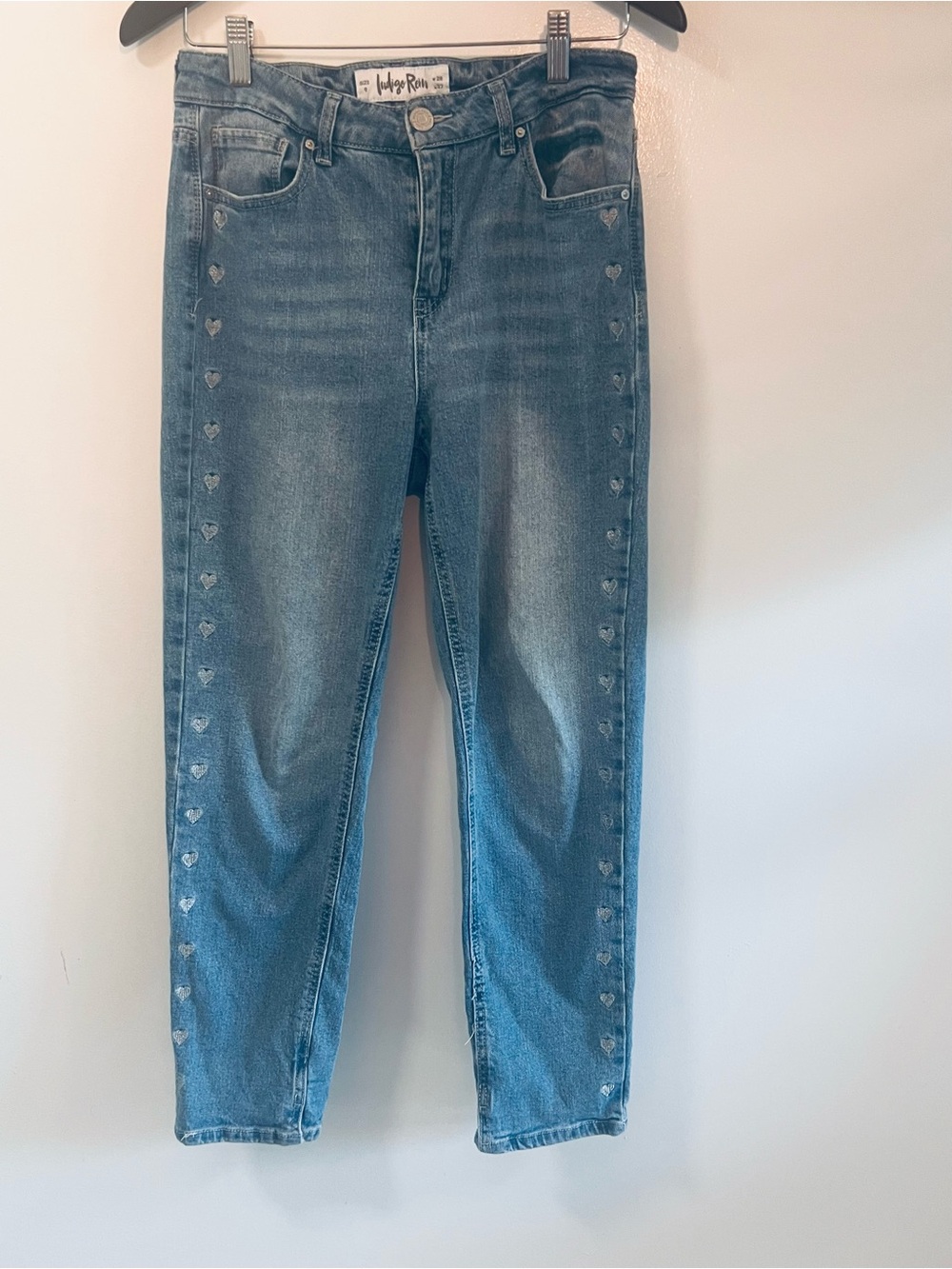 Indigo Rein Light Blue High-Rise Jeans with Heart Accents